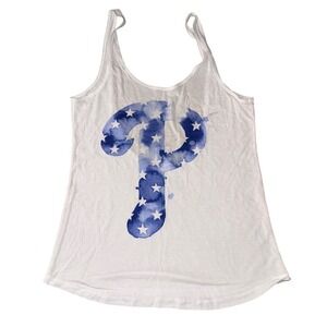 PINK Victoria's Secret Tank Top XS White Blue Star Graphic 5th &‎ Ocean Phillies